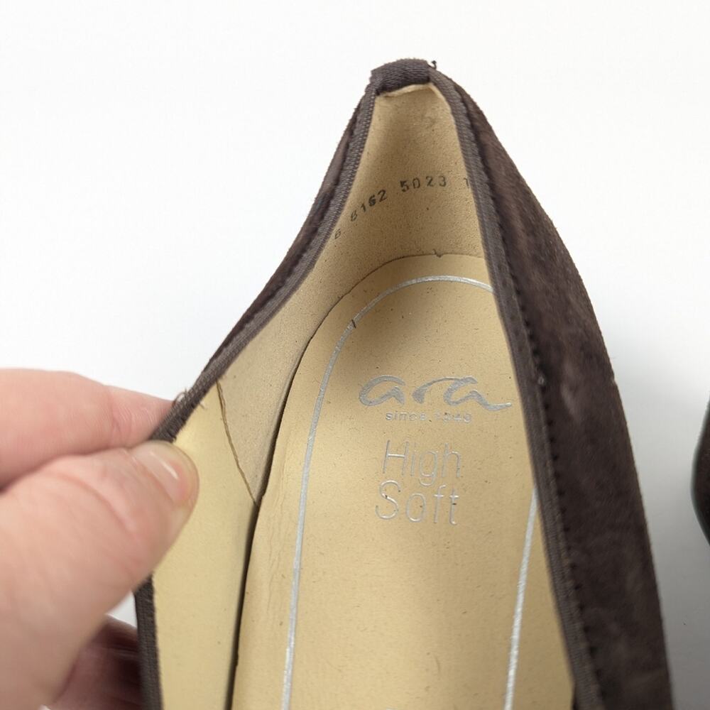 Ara Brown Suede Leather Kendall Heeled Pump Size 7 - Picture 9 of 10